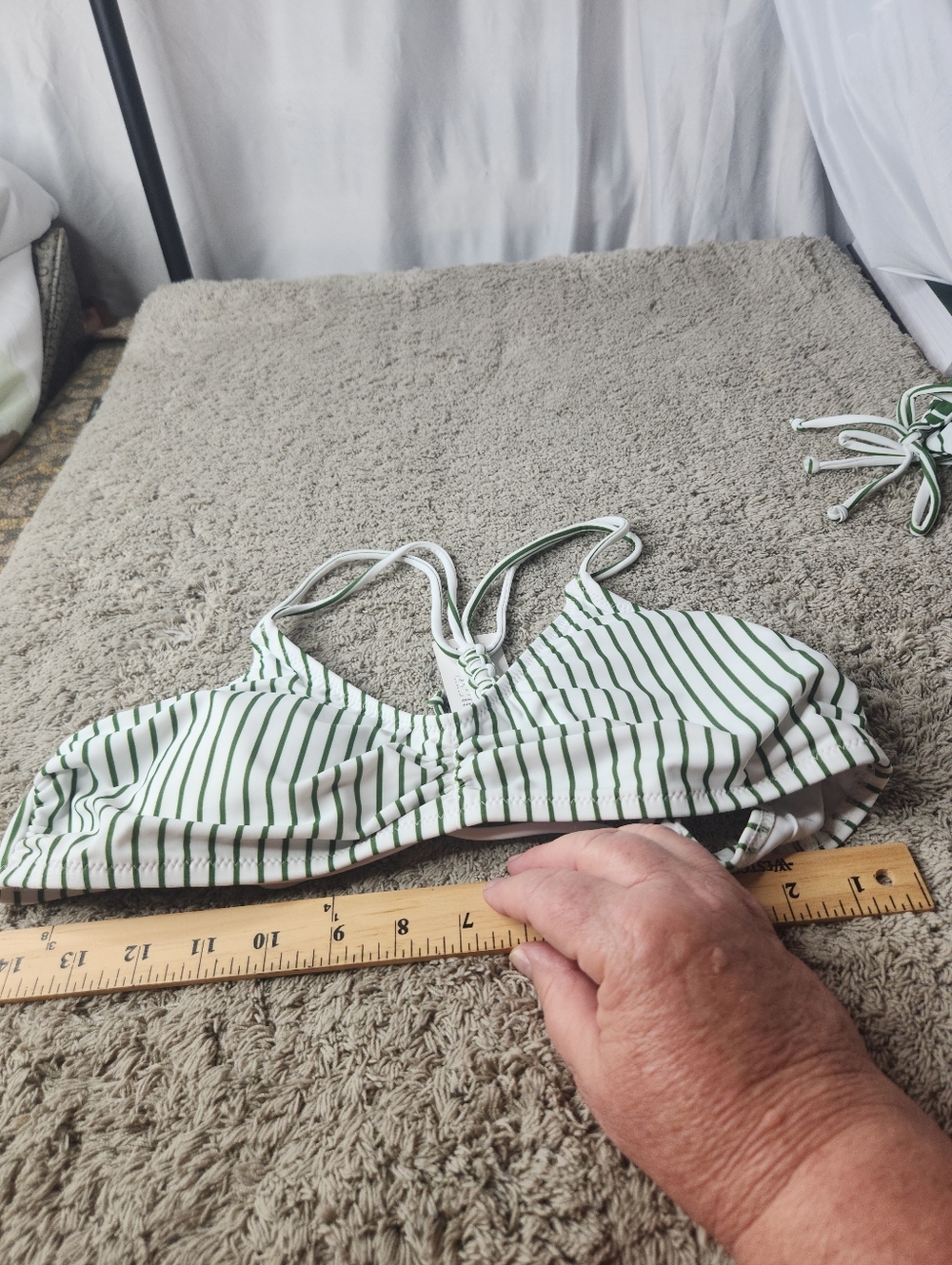 Women's Bikini Swim Suit With Reversible Bottom - Cupshe - Green & White - L - Picture 7 of 16